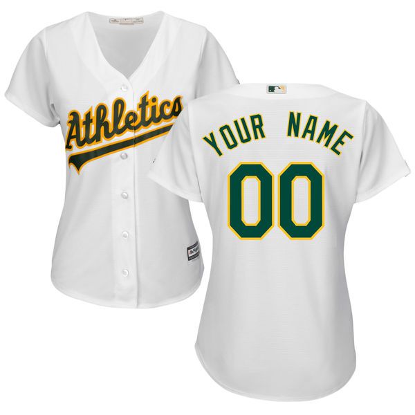 Women Oakland Athletics Majestic White Home Cool Base Custom MLB Jersey
